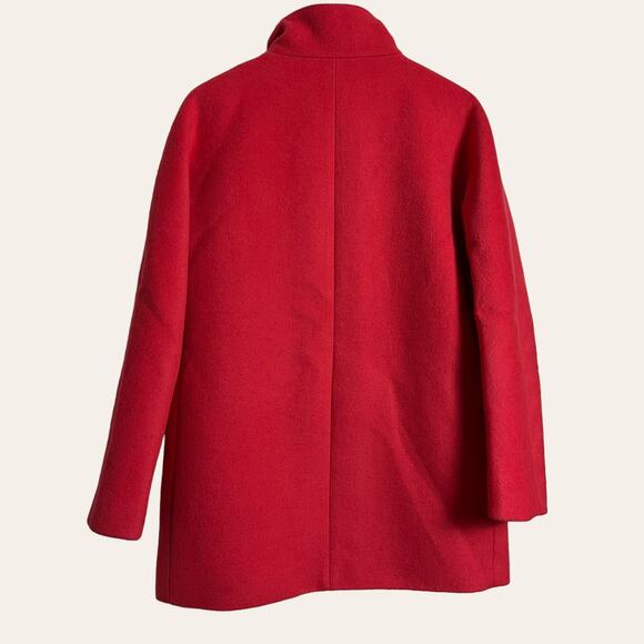 J. Crew Watermelon Pink Red Cocoon Wool Blend City Coat Size 10 - Picture 8 of 9
